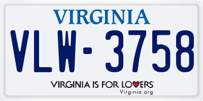 VA license plate VLW3758