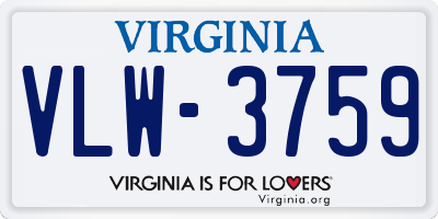 VA license plate VLW3759