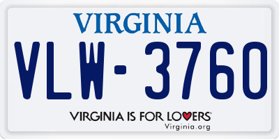 VA license plate VLW3760