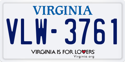 VA license plate VLW3761