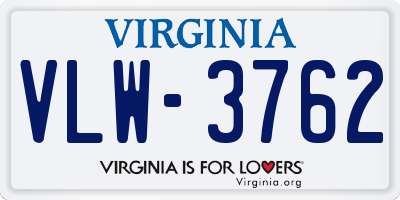 VA license plate VLW3762