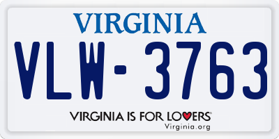 VA license plate VLW3763