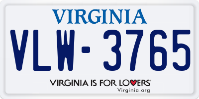 VA license plate VLW3765