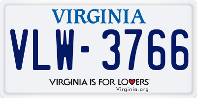 VA license plate VLW3766