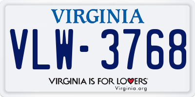 VA license plate VLW3768