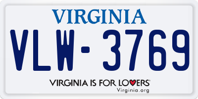 VA license plate VLW3769