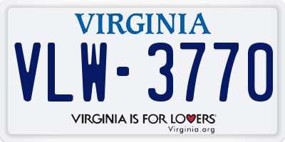 VA license plate VLW3770