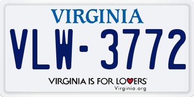 VA license plate VLW3772