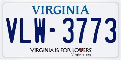 VA license plate VLW3773