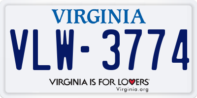 VA license plate VLW3774