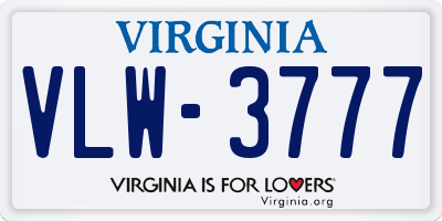 VA license plate VLW3777