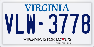 VA license plate VLW3778