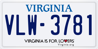 VA license plate VLW3781