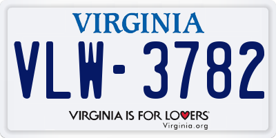 VA license plate VLW3782