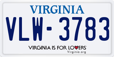 VA license plate VLW3783