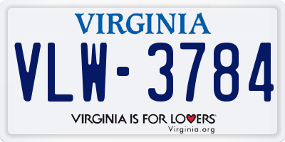 VA license plate VLW3784