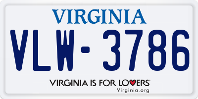 VA license plate VLW3786