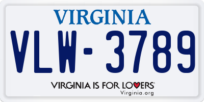 VA license plate VLW3789