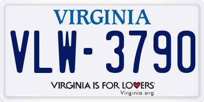 VA license plate VLW3790