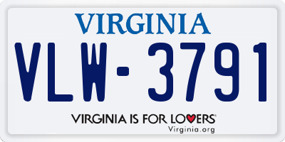 VA license plate VLW3791