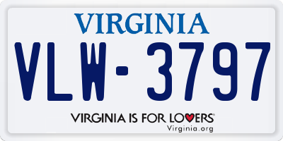 VA license plate VLW3797