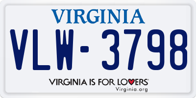 VA license plate VLW3798