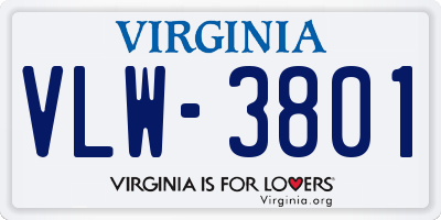 VA license plate VLW3801