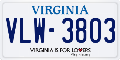 VA license plate VLW3803