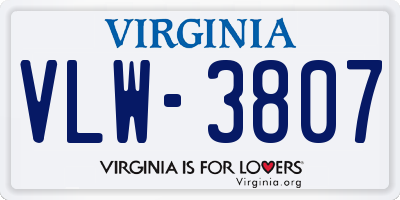 VA license plate VLW3807