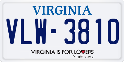 VA license plate VLW3810