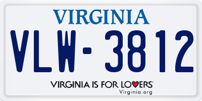 VA license plate VLW3812