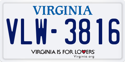 VA license plate VLW3816