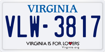 VA license plate VLW3817