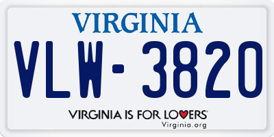 VA license plate VLW3820