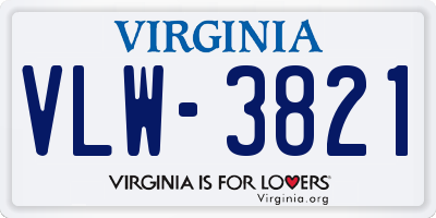 VA license plate VLW3821