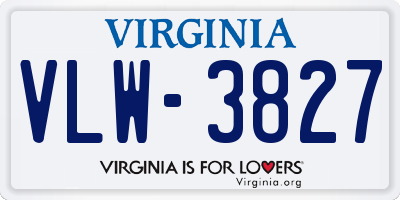 VA license plate VLW3827