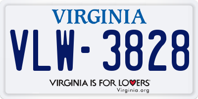 VA license plate VLW3828