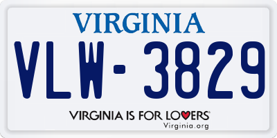 VA license plate VLW3829