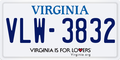 VA license plate VLW3832