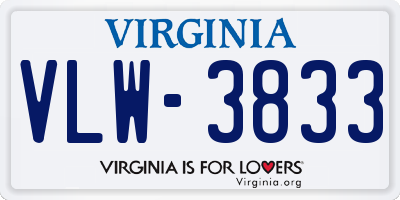 VA license plate VLW3833