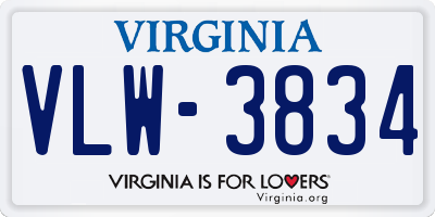 VA license plate VLW3834