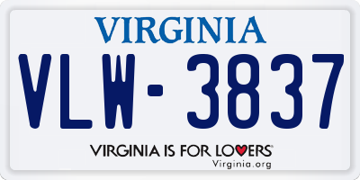 VA license plate VLW3837