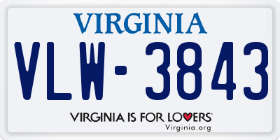 VA license plate VLW3843