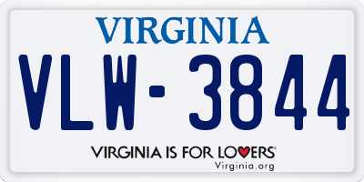 VA license plate VLW3844