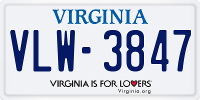 VA license plate VLW3847