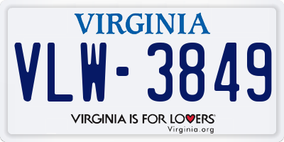 VA license plate VLW3849