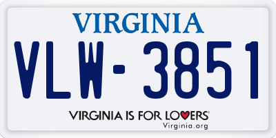 VA license plate VLW3851