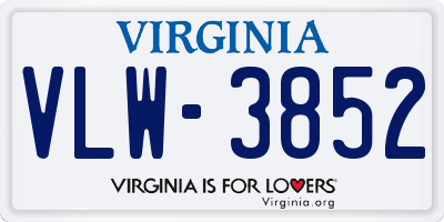 VA license plate VLW3852