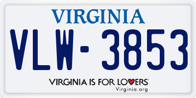 VA license plate VLW3853