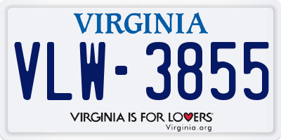 VA license plate VLW3855